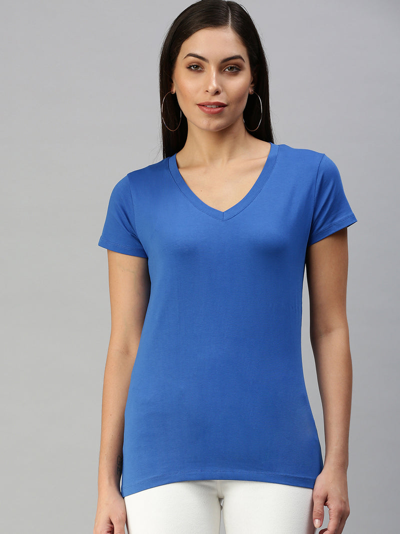 De Moza Women's Half Sleeve Top Royal Blue