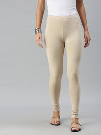 De Moza Ladies Churidar Leggings Solid Cotton Sand - De Moza