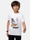 Kids - Boys Printed Half Sleeve T-Shirt White