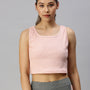 De Moza Ladies Rib Crop Top Peach