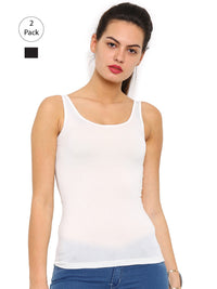Pack of 2 De Moza Ladies Razor Back Top Black & White