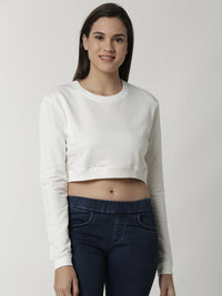 De Moza Ladies Offwhite full sleeve Sweat Shirt - De Moza (4334282735679)