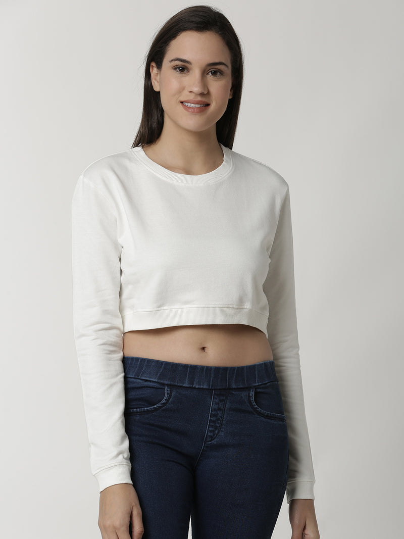 De Moza Ladies Offwhite full sleeve Sweat Shirt - De Moza (4334282735679)