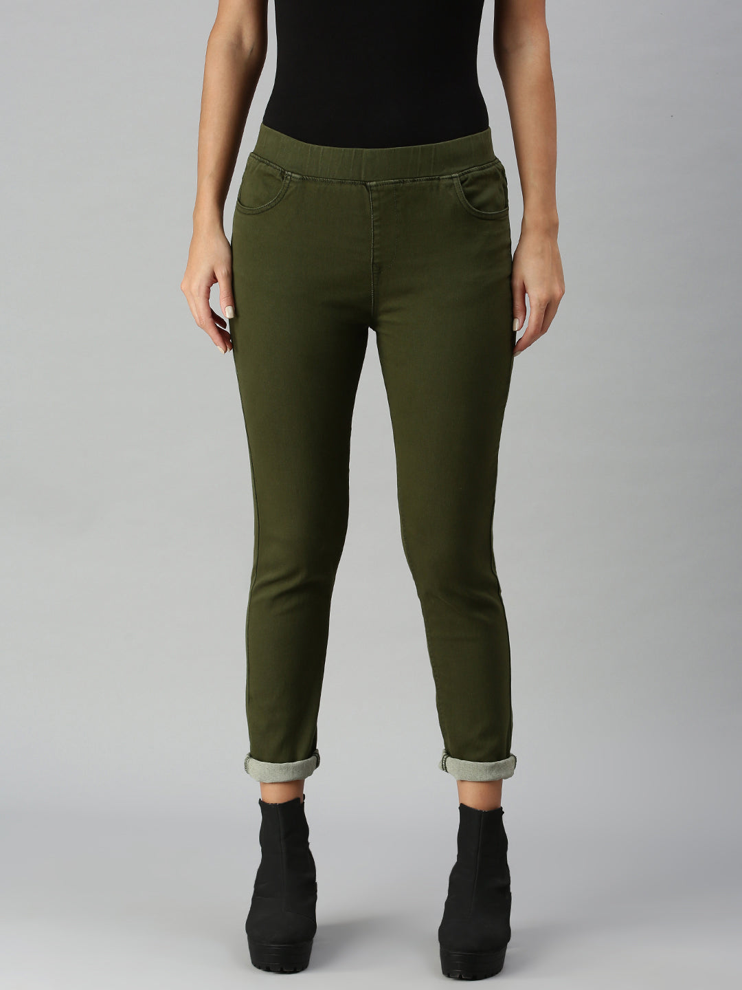 De Moza Women's Jeggings Olive Green