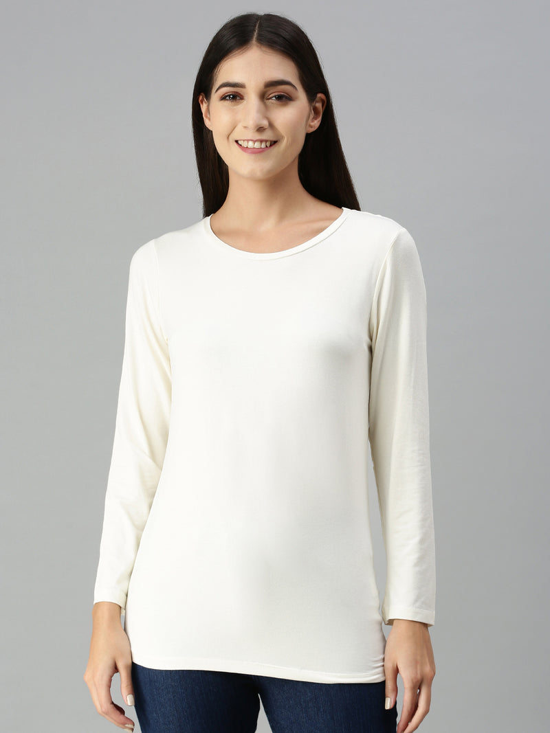 De Moza Ladies Full Sleeve Active-T-Shirt OffWhite