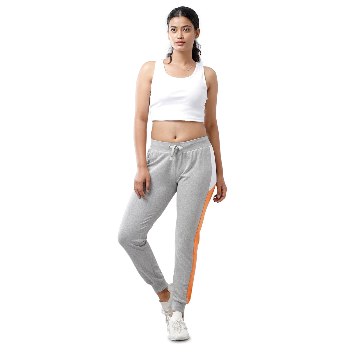 De Moza Women's Co-Ords Sets (Top&Bottom) Grey Melange & White - De Moza