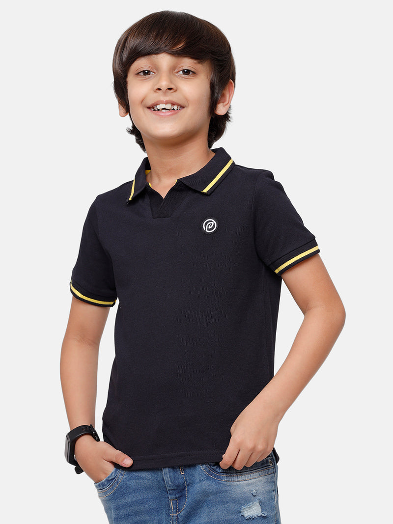 Kids - Boys Printed Half Sleeve T-Shirt Dark Navy Blue