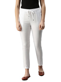 De Moza Women's Straight Pant White