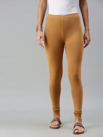 De Moza Ladies Churidar Leggings Solid Cotton Biscut - De Moza