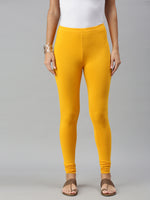 De Moza Ladies Churidar Leggings Solid Cotton Bright Yellow - De Moza