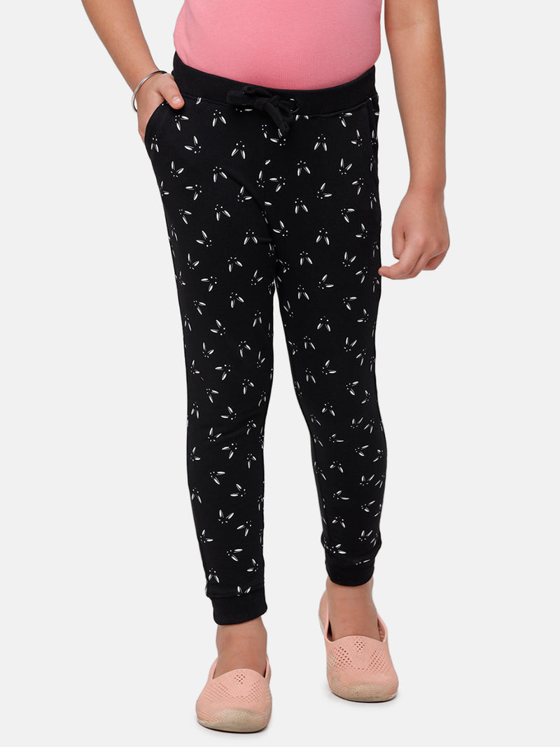 Kids - Girls Printed Jogger Black