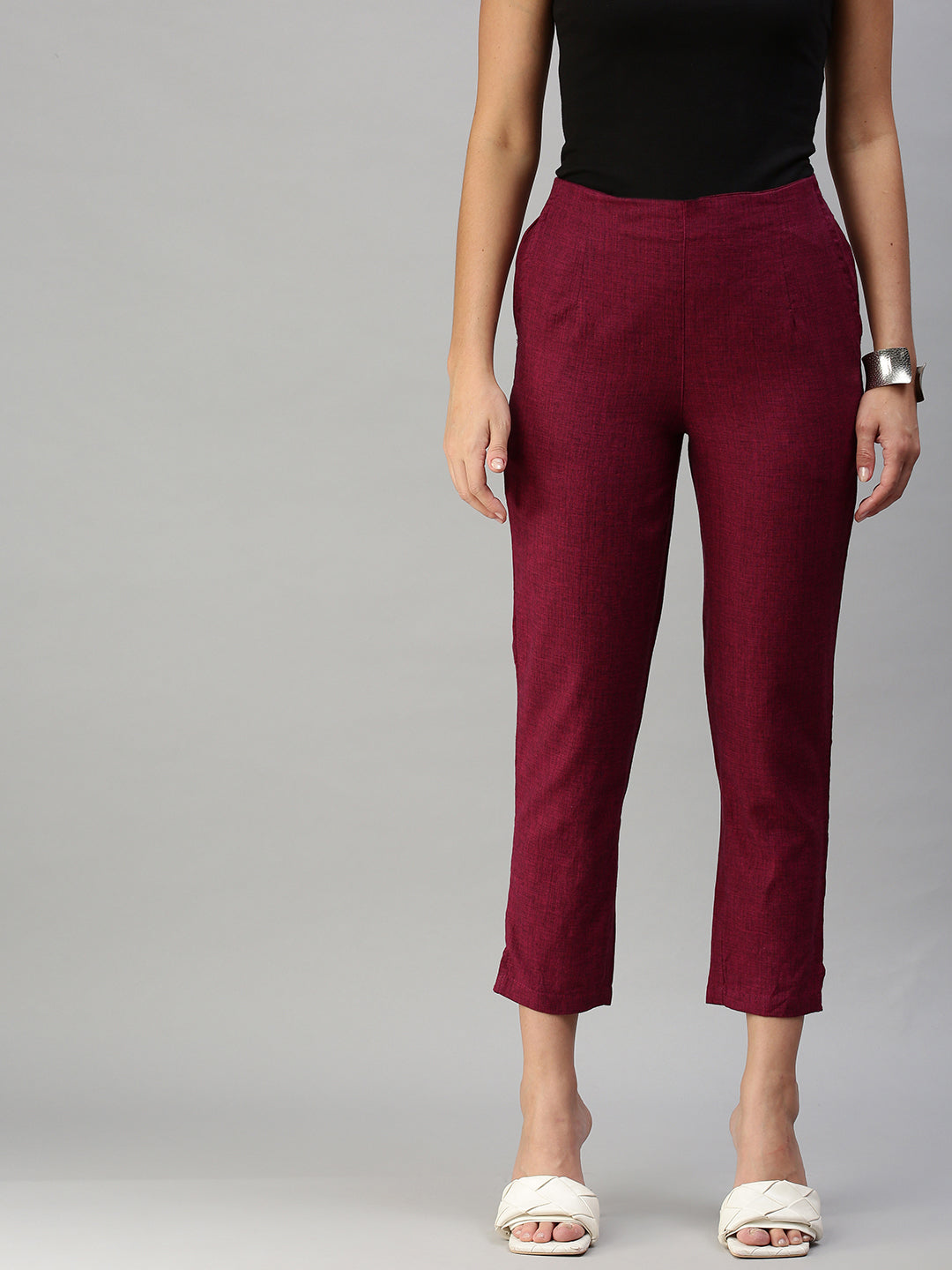 De Moza Ladies Straight Pant Maroon