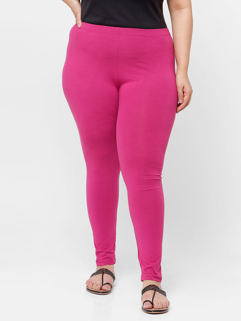 De Moza Ladies Plus Ankle Length Leggings Solid Cotton Onion - De Moza