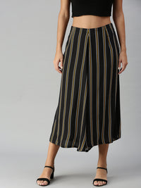 De Moza Ladies Printed Culottes Rayon Yellow & Black - De Moza
