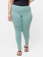 De Moza Ladies Plus Ankle Length Leggings Solid Cotton Light Petrol - De Moza