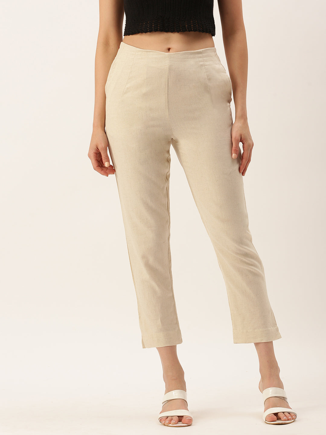 De Moza Women's Cigarette Pant Beige