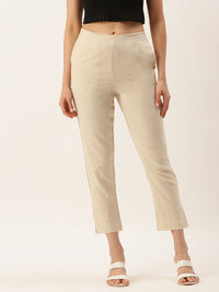 De Moza Women's Cigarette Pant Beige