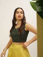 De Moza Ladies Printed Blouse Bottle Green
