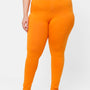 De Moza Ladies Plus Size Ankle Length Leggings Dark Yellow Solid Cotton