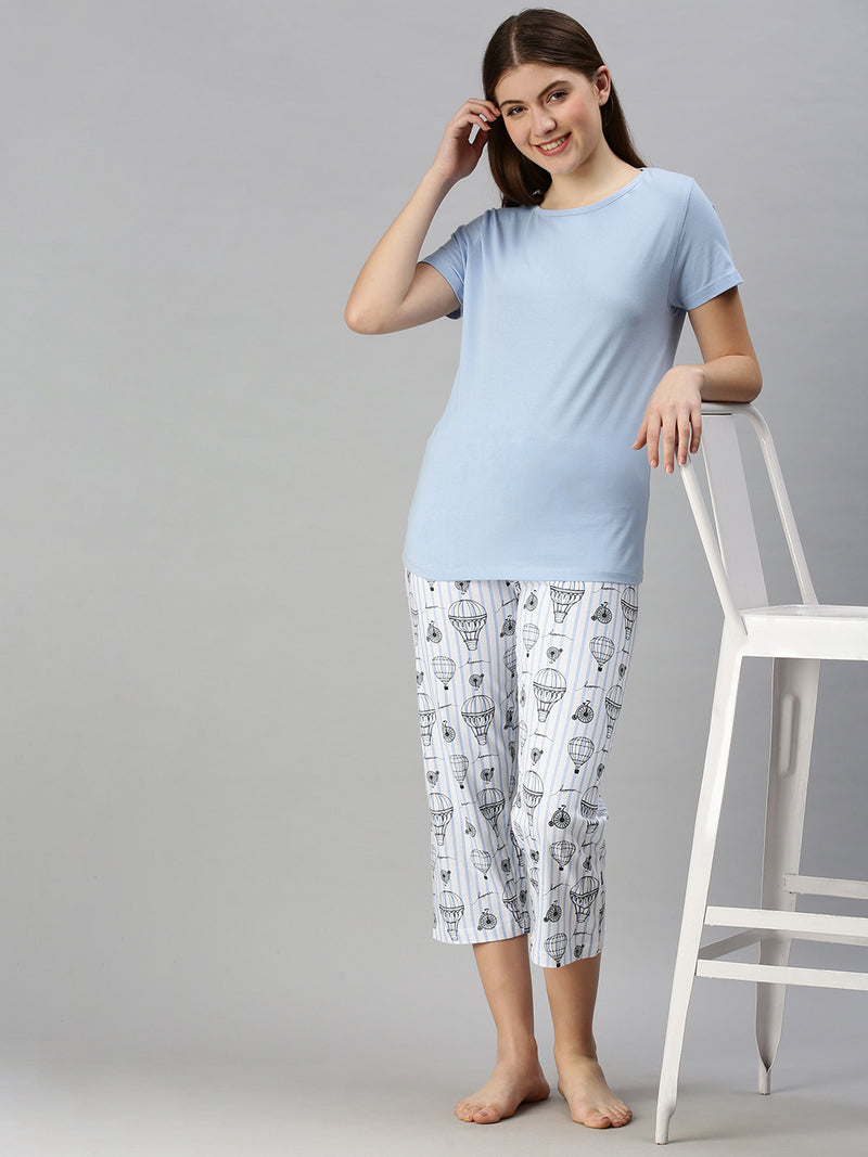 De Moza Ladies Printed Pyjama Set Wind Surfer
