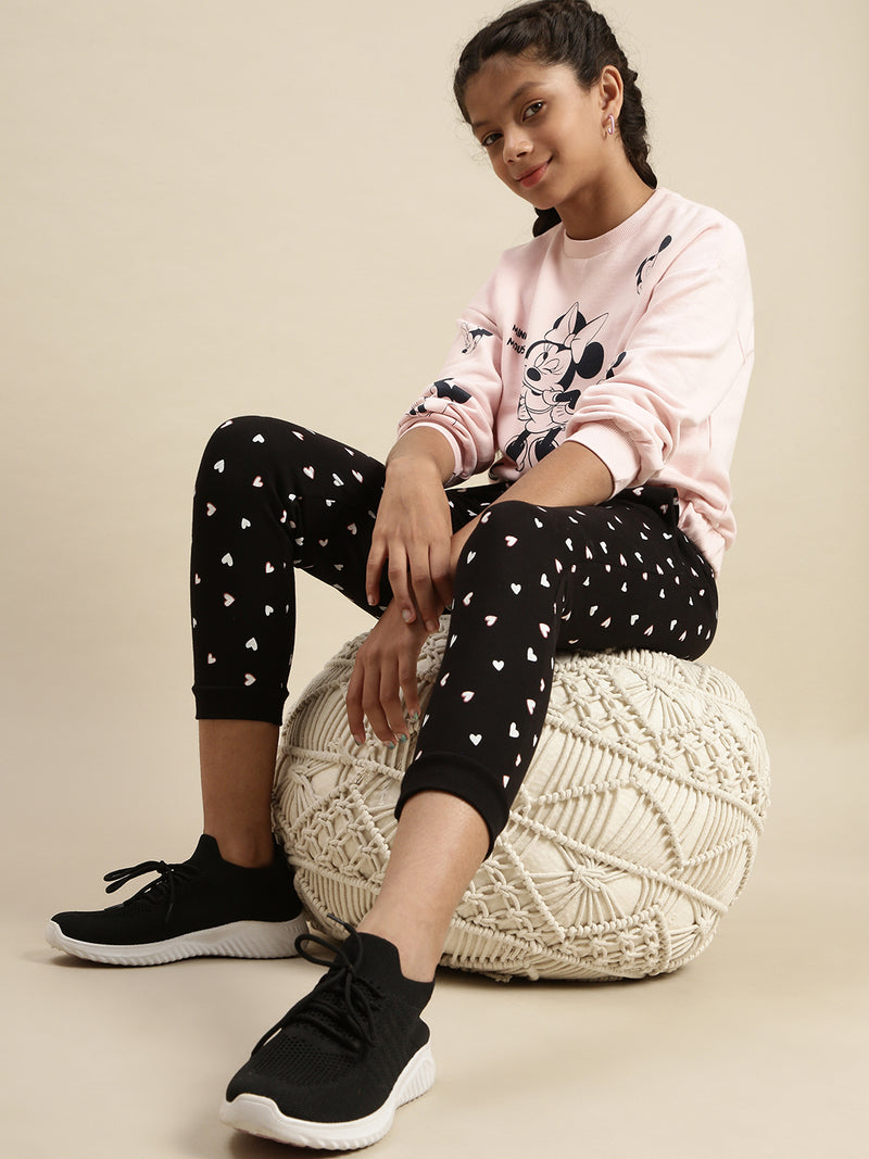 Kids - Girls Printed Jogger Black