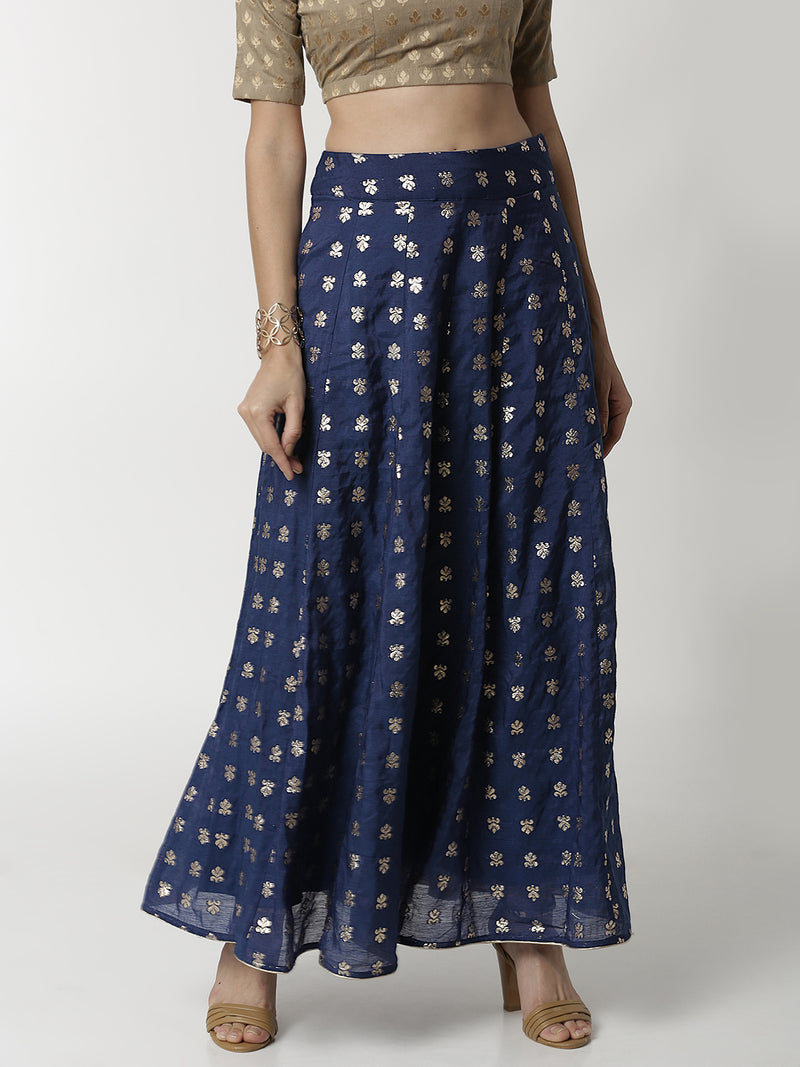 De Moza Ladies Navy Blue Jacquard Skirt - De Moza (4309439971391)