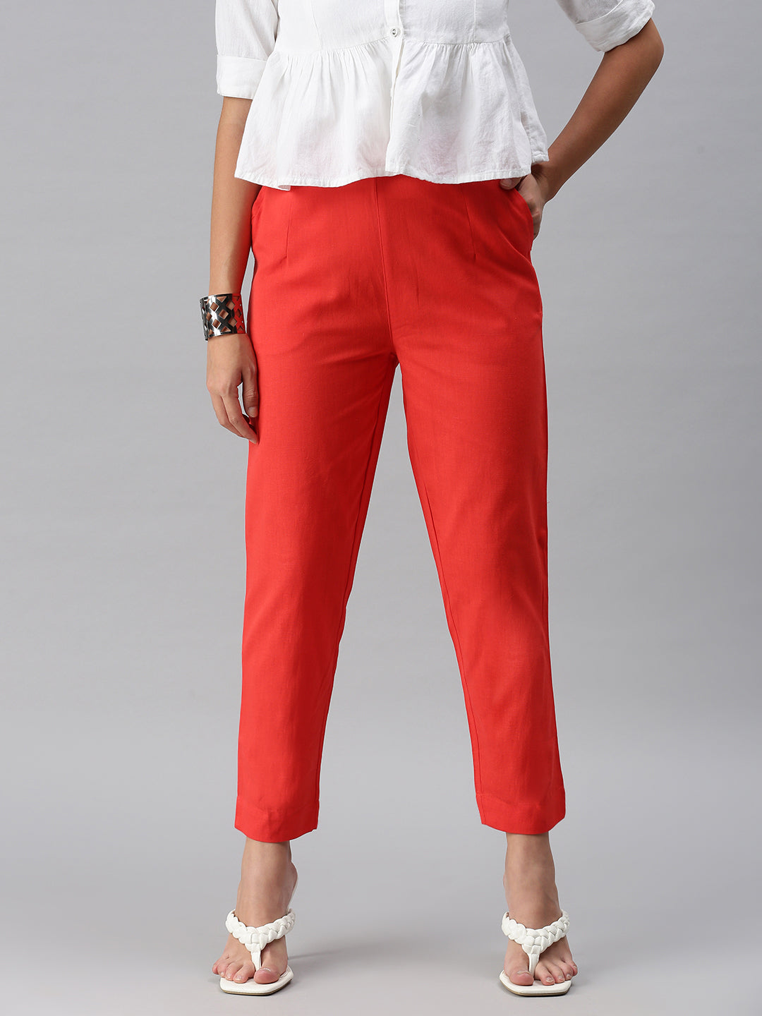 De Moza Women's Cigarette Pant Red