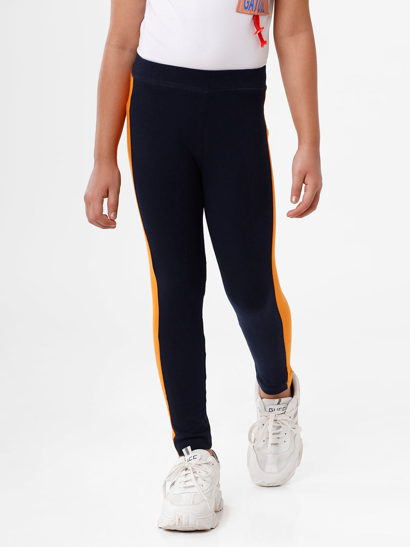 Kids – Girls Printed Ankle Leggings Dark Navy Blue