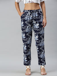 De Moza Ladies Printed Lounge Pant Rayon Blue - De Moza