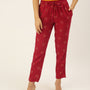 De Moza Ladies Printed Straight Pant Maroon