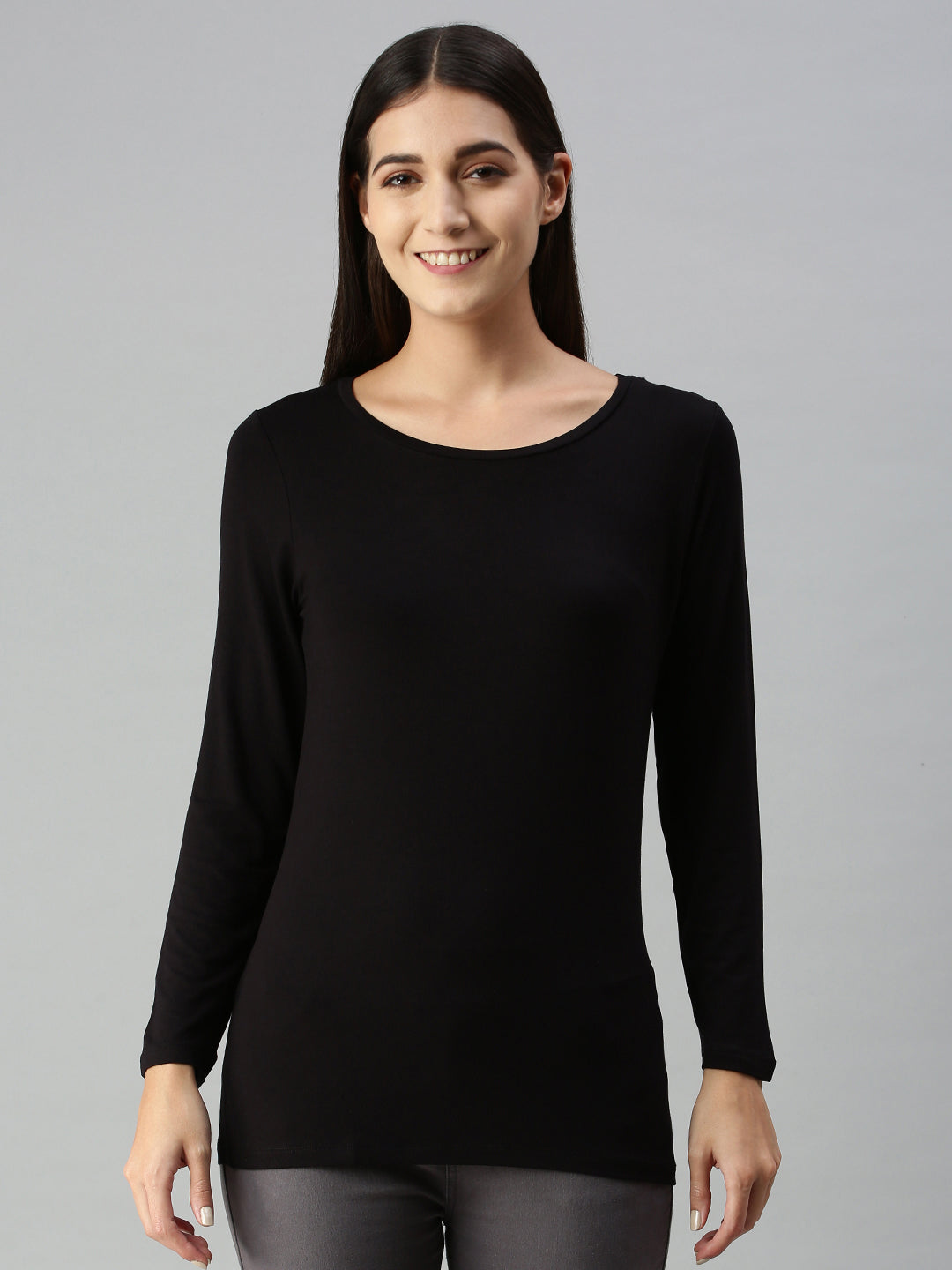 De Moza Ladies Full Sleeve Active-T-Shirt Black