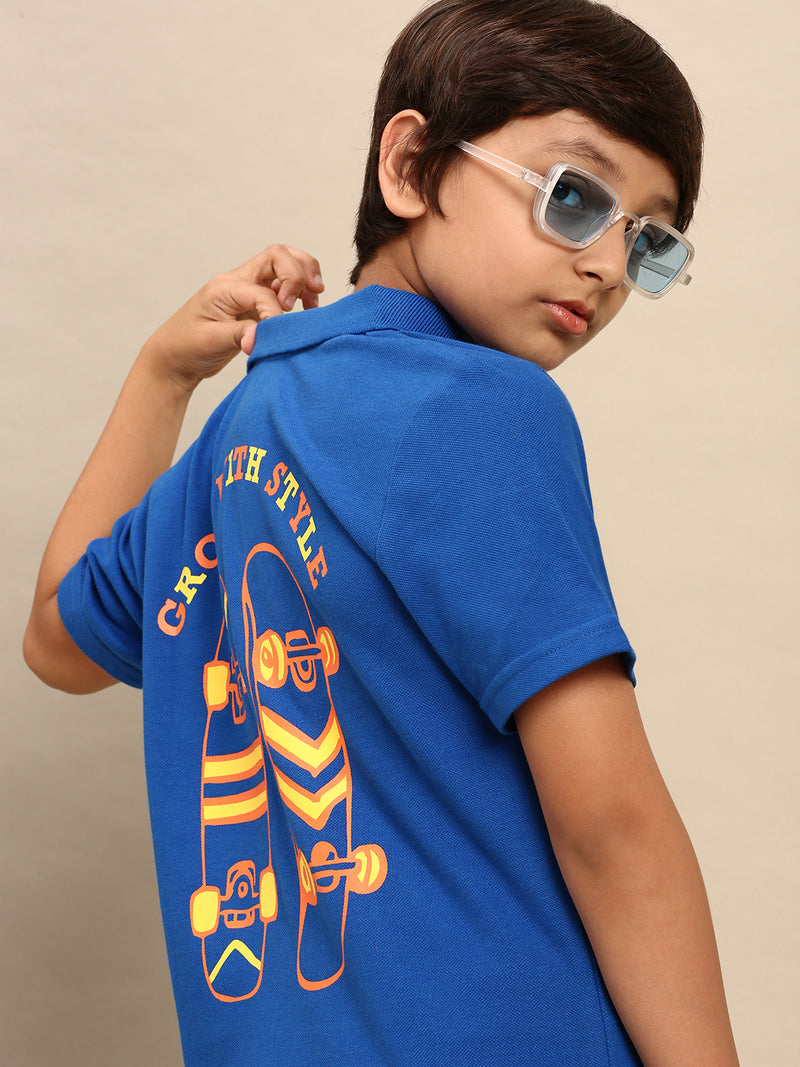 Kids - Boys Printed Half Sleeve T-Shirt Royal Blue