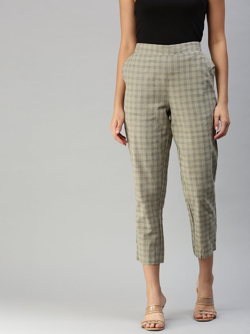 De Moza Women Cigarette Pant Grey