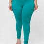 De Moza Women Plus Size Ankle Length Leggings Emerald Green Solid Cotton