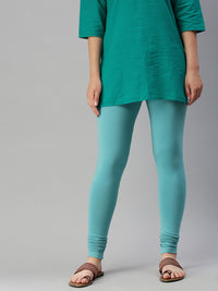 De Moza Women's Premium Churidhar Leggings Solid Cotton Petrol - De Moza (6679541055551)