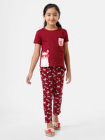 Kids – Girls Printed Pyjama Set Beet Red