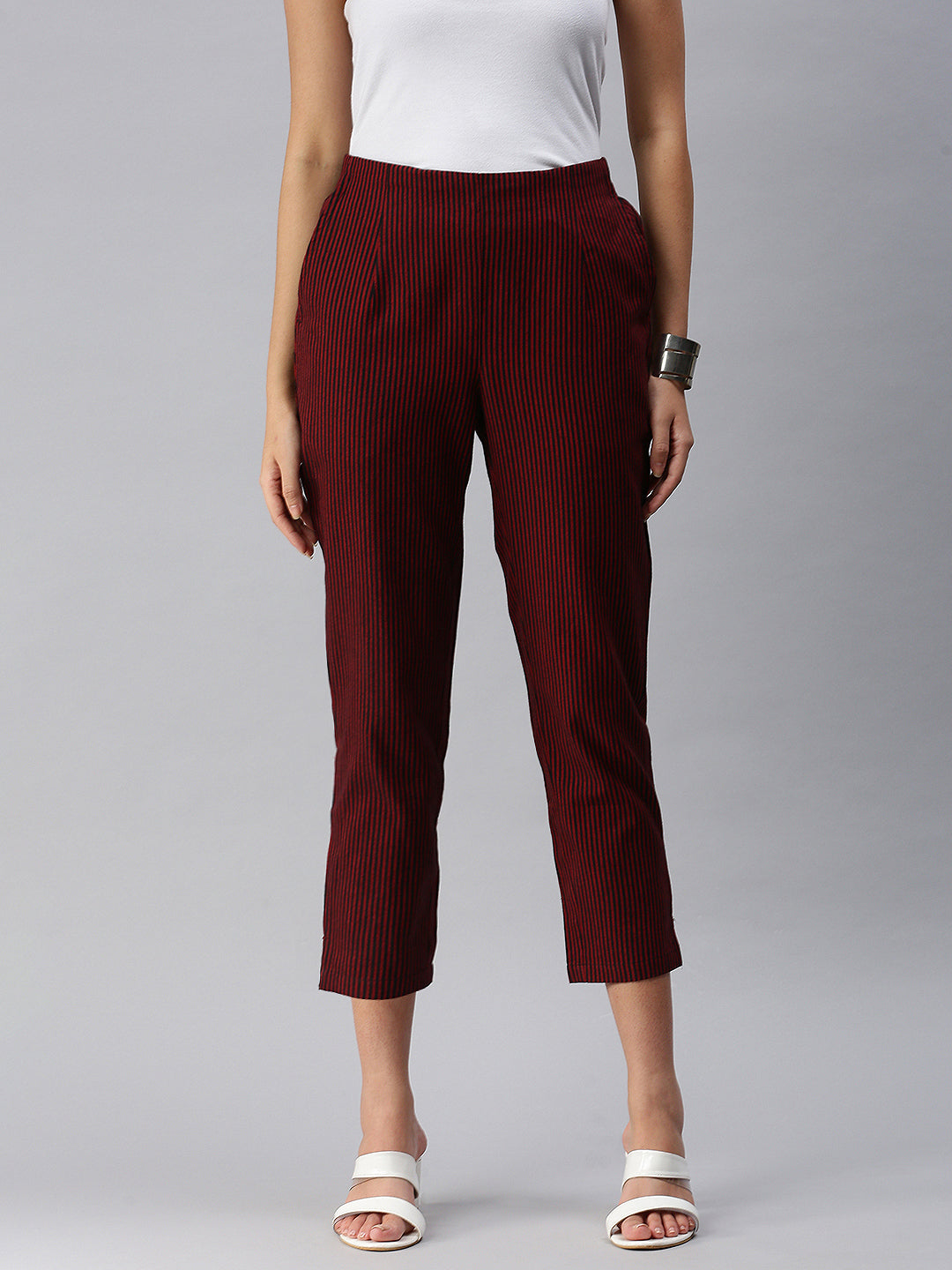 De Moza Ladies Straight Pant Maroon