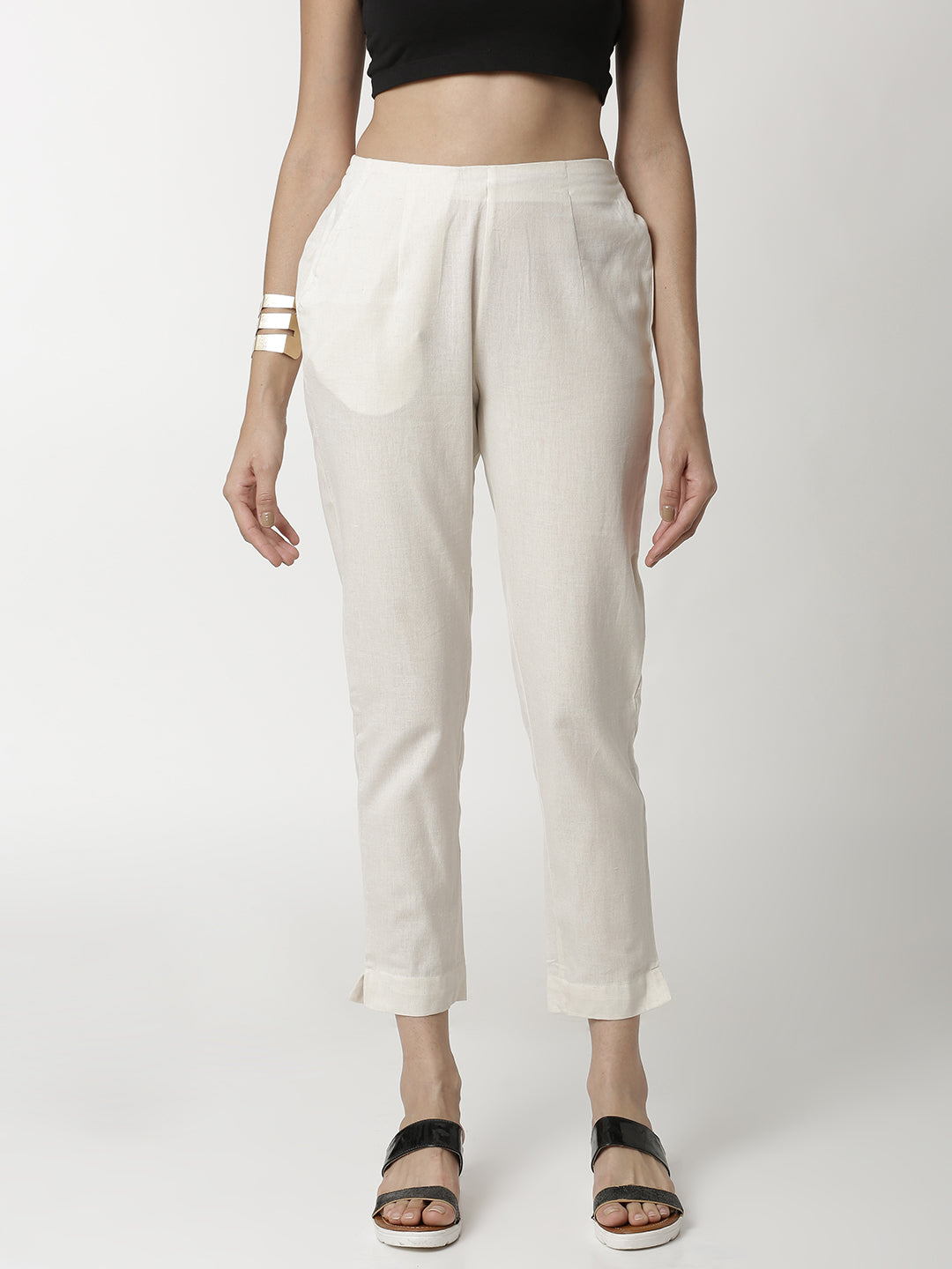 De Moza Ladies  Cigarette Pant Beige - De Moza (4340959969343)