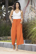 De Moza Ladies Crop Palazzo Rust Orange