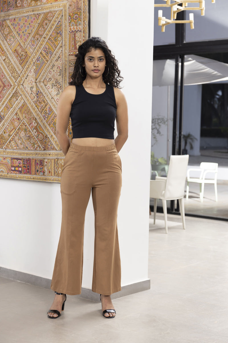 De Moza Women’s Flared Pant Tan(Brown)