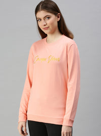 De Moza Women's Printed Sweatshirt Peach