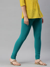 De Moza Women's Premium Churidhar Leggings Solid Cotton Sea Green - De Moza (6679541252159)