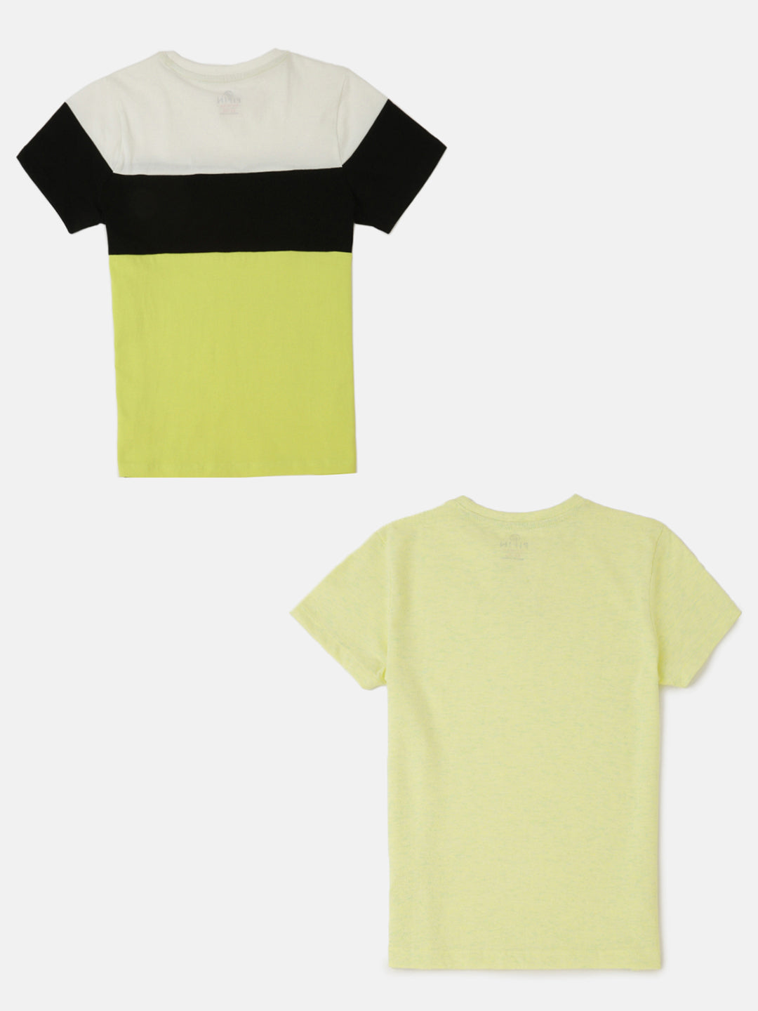 Pack of 2 Pipin Boys Printed T-shirts Neon Yellow Melange & Offwhite