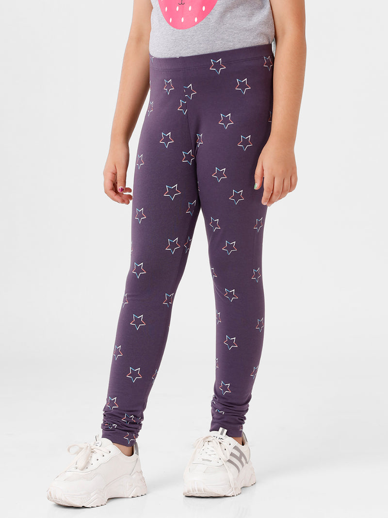 Kids – Girls Printed Ankle Leggings Sweet Grape