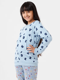 Kids - Girls Printed Sweatshirt Light Blue