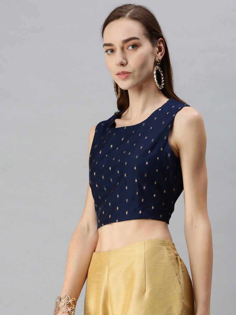 De Moza Women's Printed Blouse Navy Blue