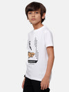Kids - Boys Printed Half Sleeve T-Shirt White