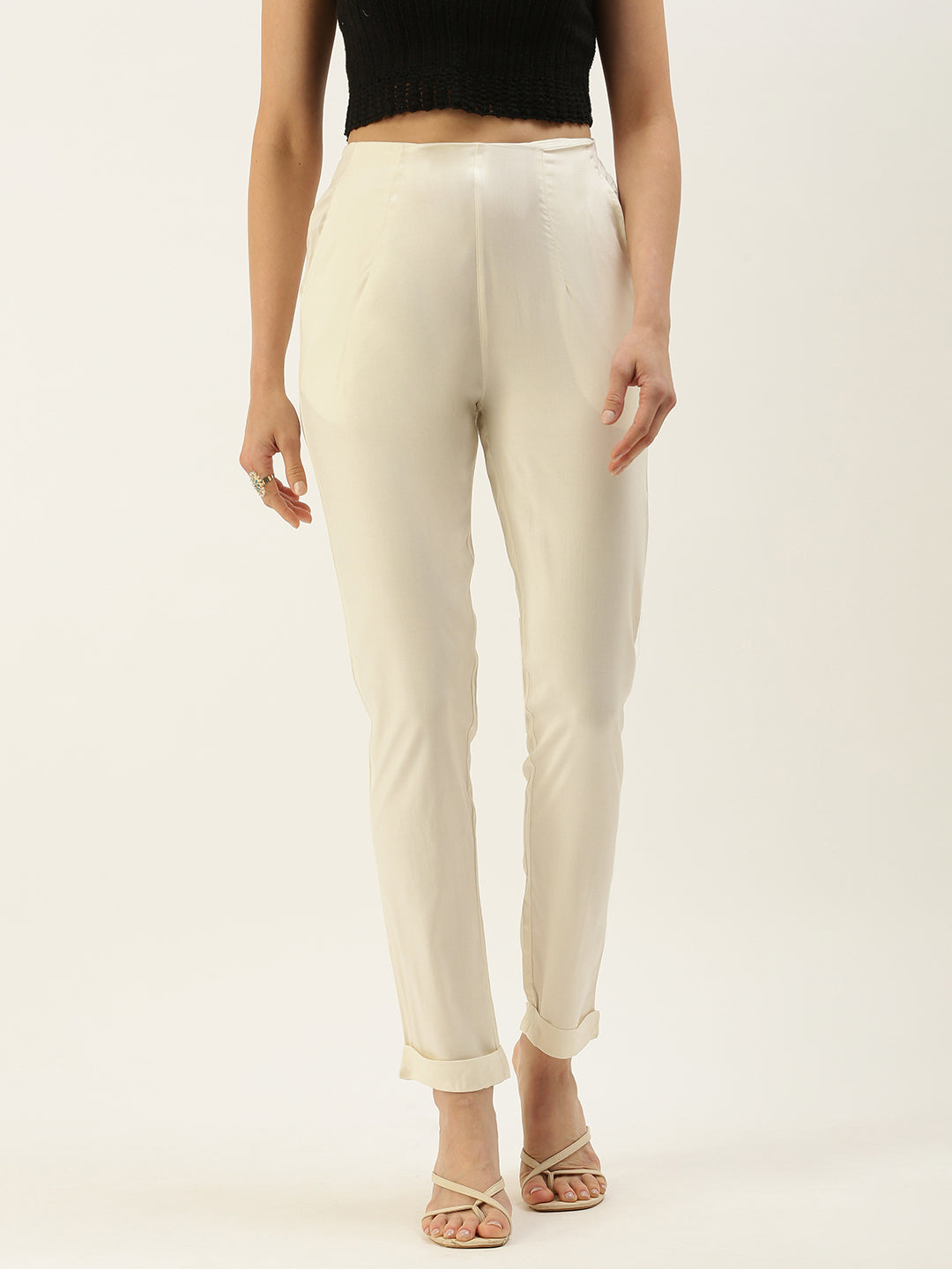 De Moza Women’s Cigarette Pant Beige