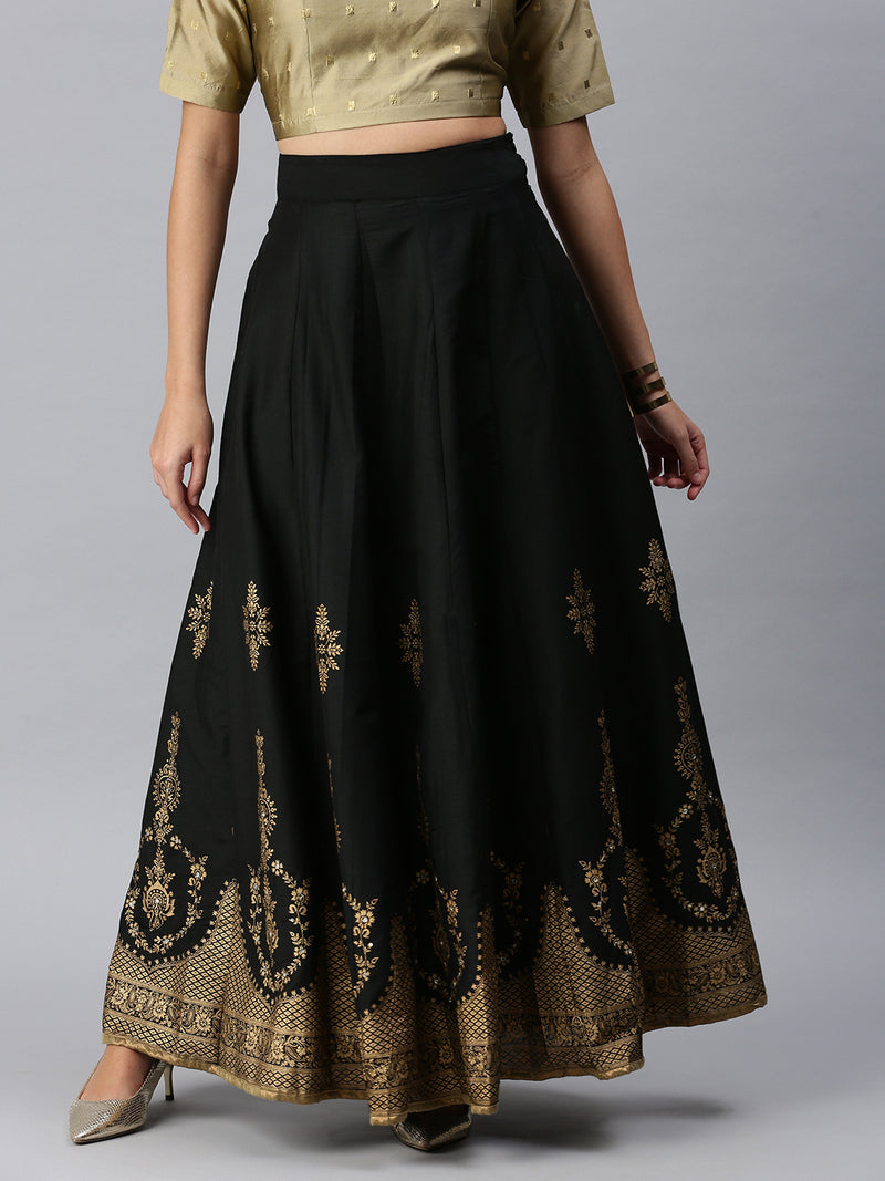 Ladies Printed Skirt Black
