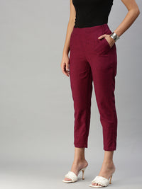 De Moza Ladies Straight Pant Maroon